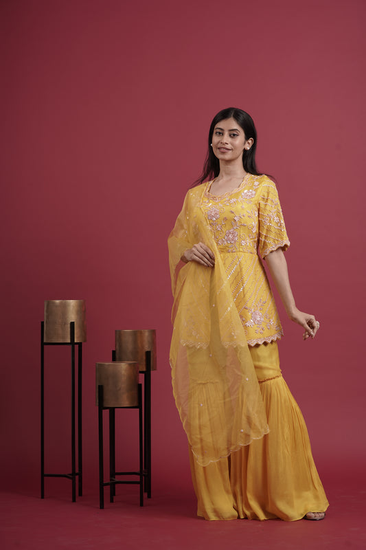 Yellow Sharara Pant Set