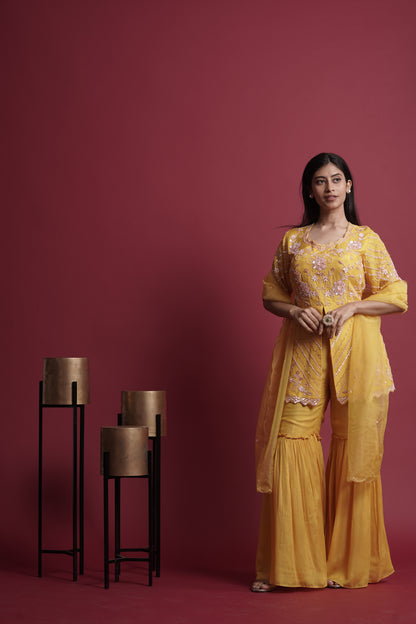 Yellow Sharara Pant Set