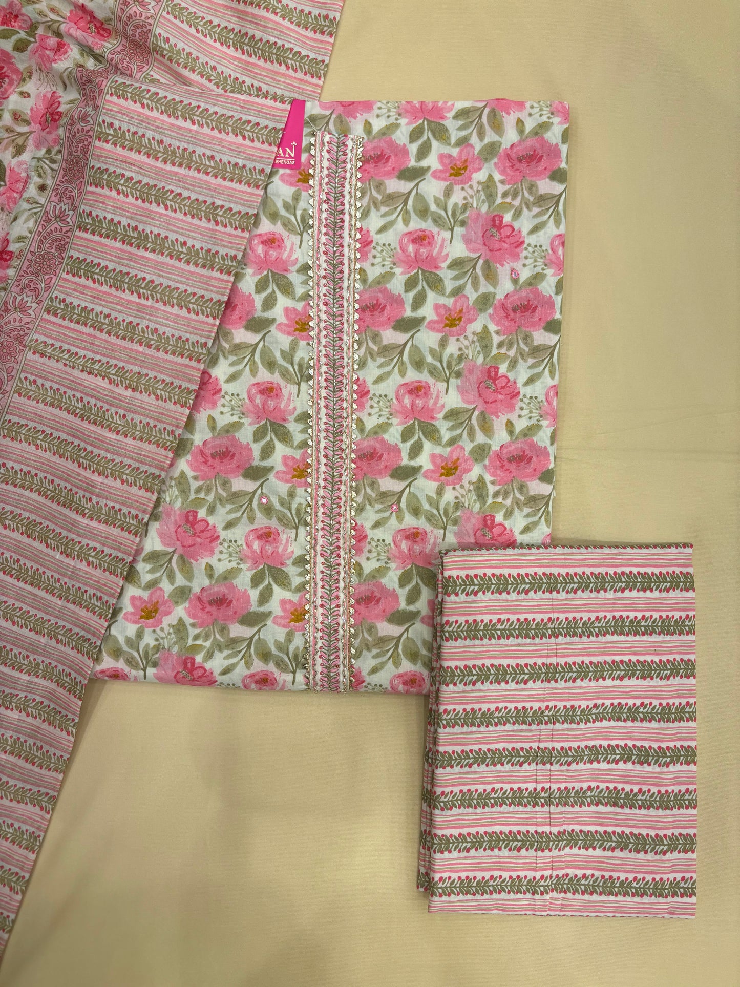 Rose Pink Cotton Dress Material