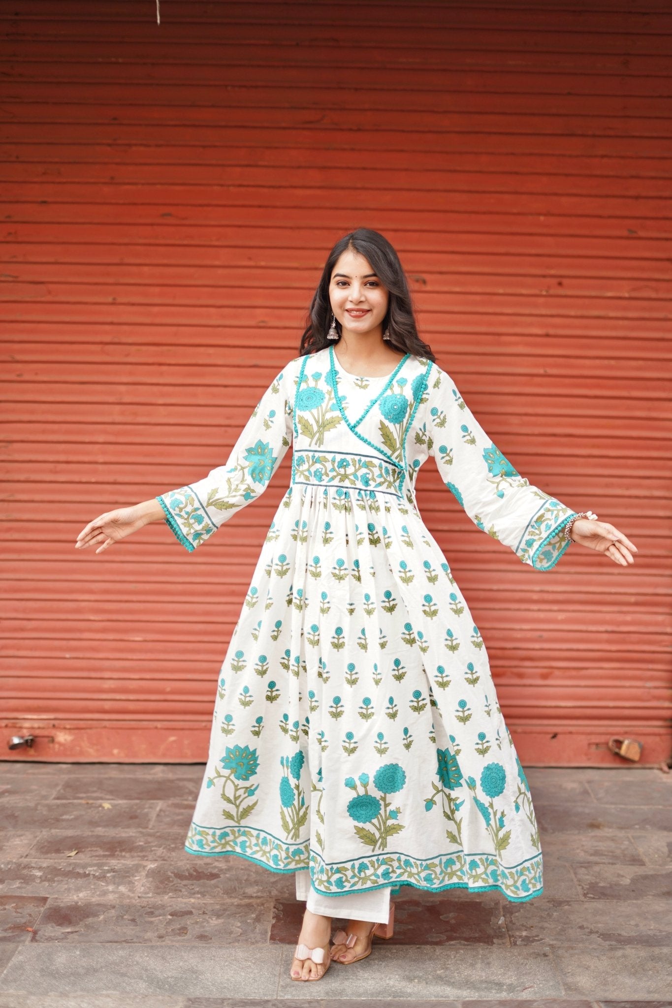 Block Printed Cotton Anarkali Set - Zarkan