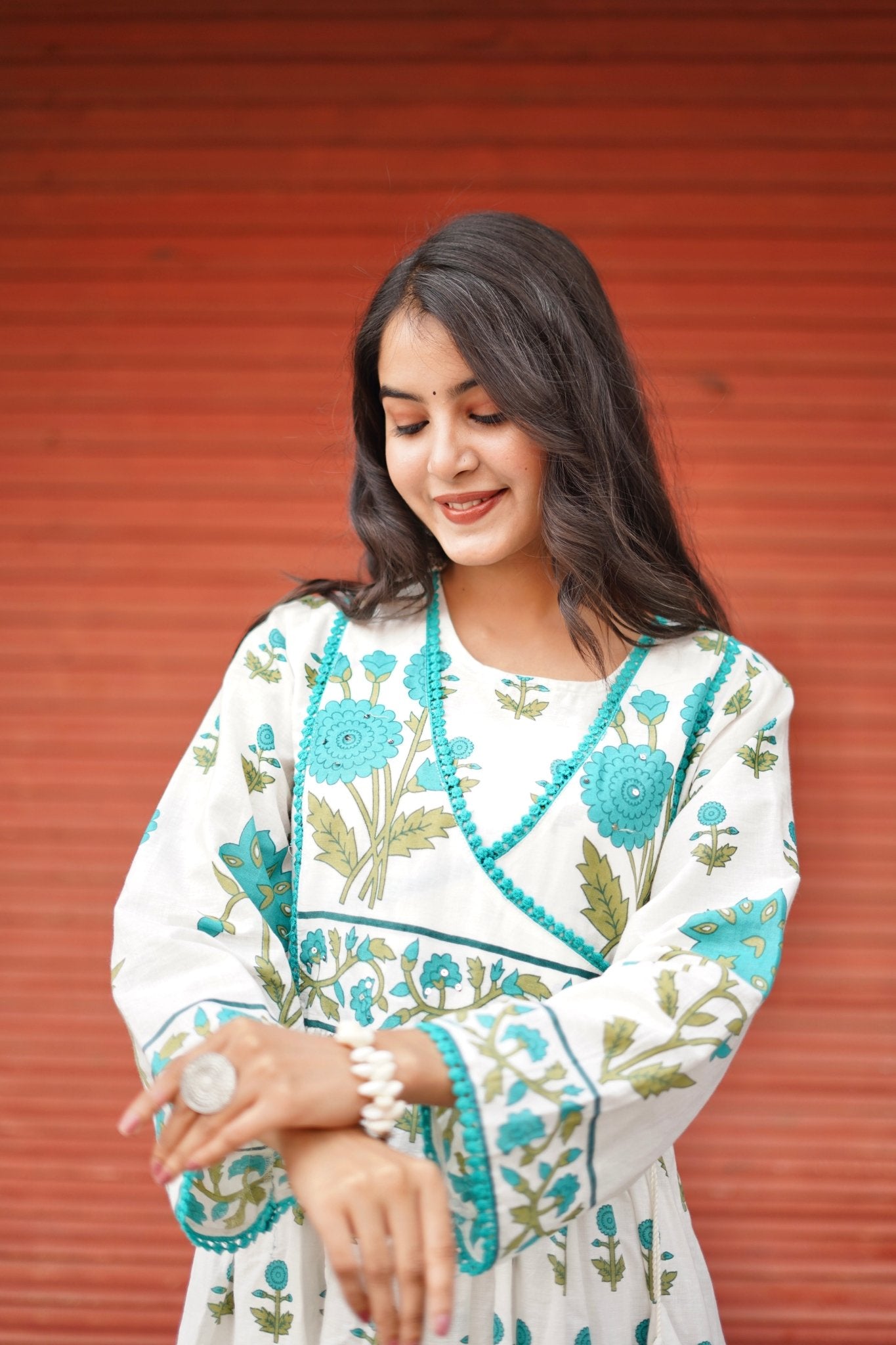 Block Printed Cotton Anarkali Set - Zarkan