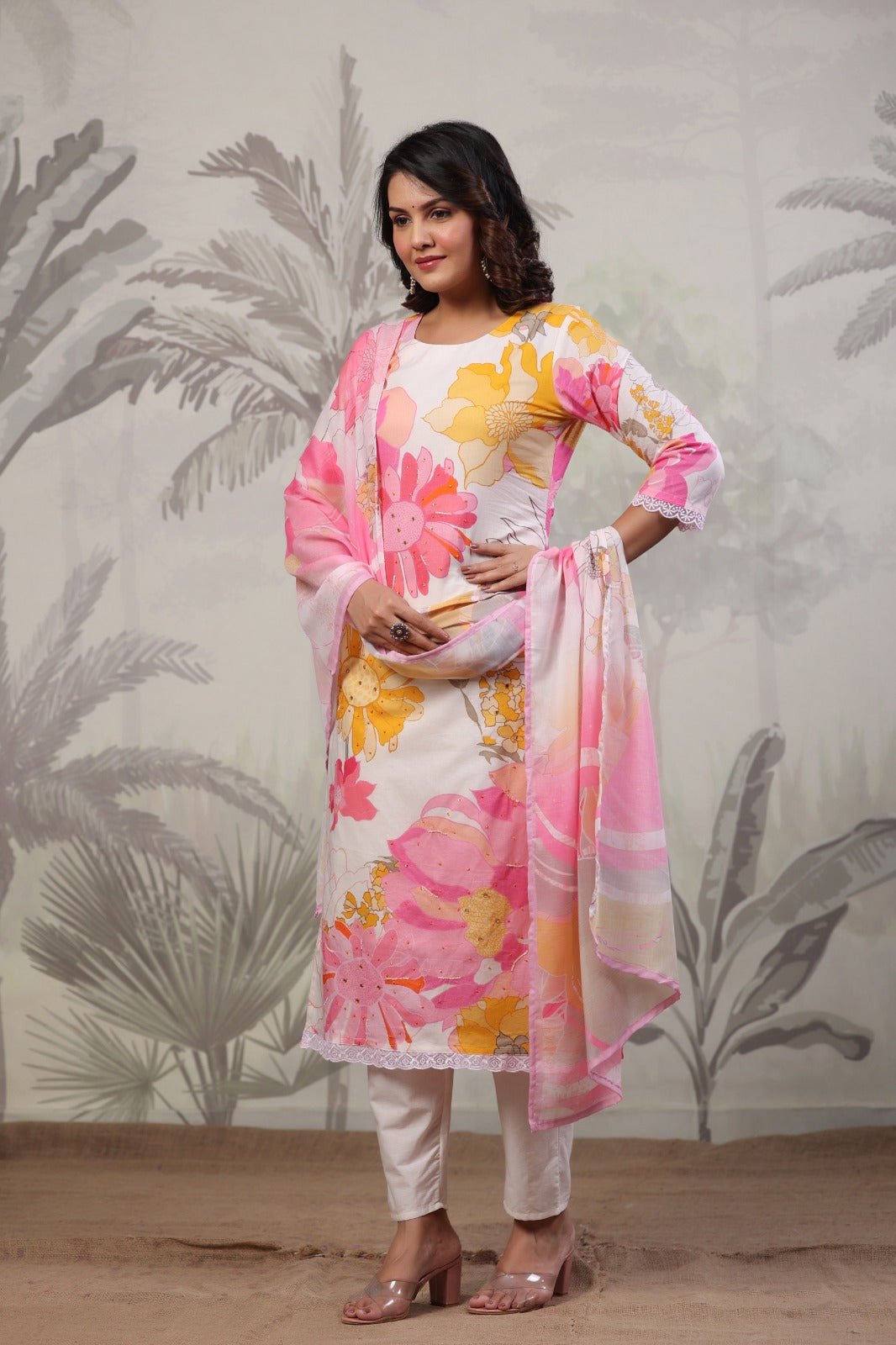 Floral Printed Cotton Suit Set - Zarkan